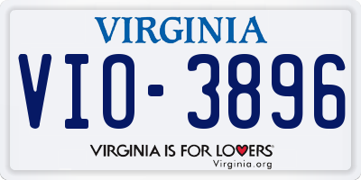 VA license plate VIO3896