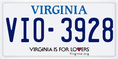 VA license plate VIO3928