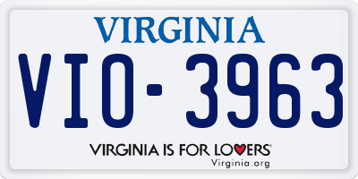 VA license plate VIO3963