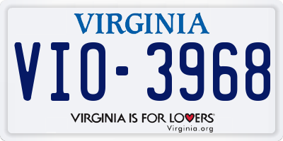 VA license plate VIO3968