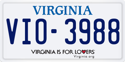 VA license plate VIO3988