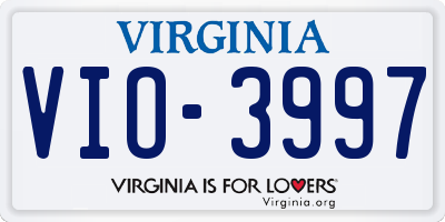 VA license plate VIO3997