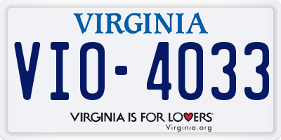 VA license plate VIO4033