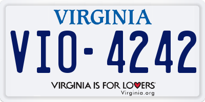 VA license plate VIO4242