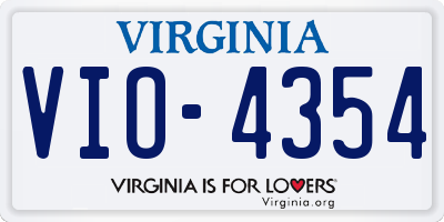 VA license plate VIO4354