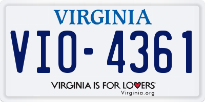 VA license plate VIO4361