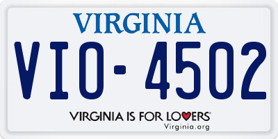 VA license plate VIO4502