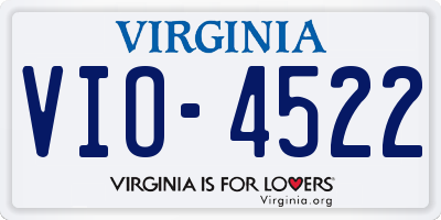 VA license plate VIO4522