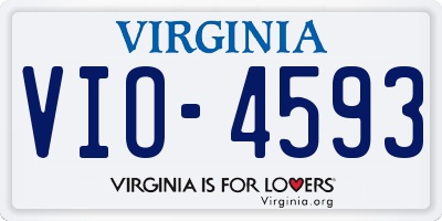 VA license plate VIO4593