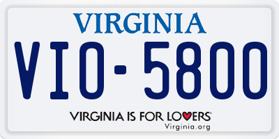 VA license plate VIO5800
