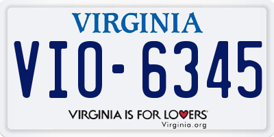 VA license plate VIO6345