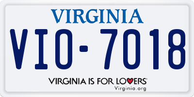 VA license plate VIO7018