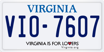 VA license plate VIO7607