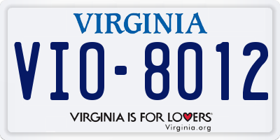 VA license plate VIO8012