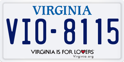 VA license plate VIO8115