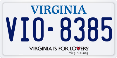VA license plate VIO8385