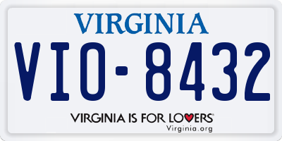 VA license plate VIO8432