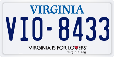 VA license plate VIO8433