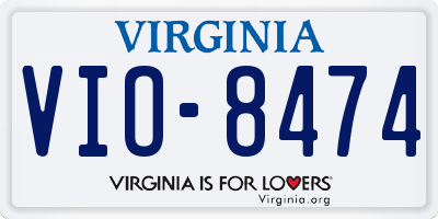 VA license plate VIO8474