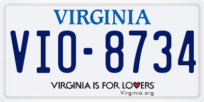 VA license plate VIO8734