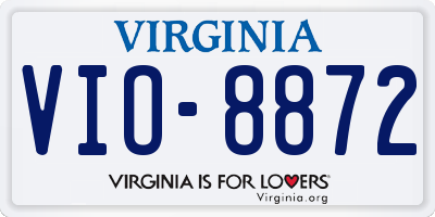 VA license plate VIO8872