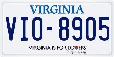 VA license plate VIO8905