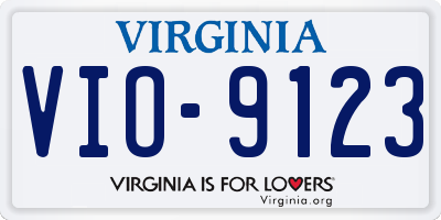 VA license plate VIO9123
