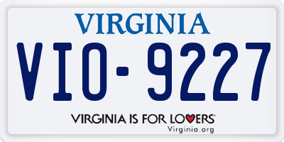 VA license plate VIO9227