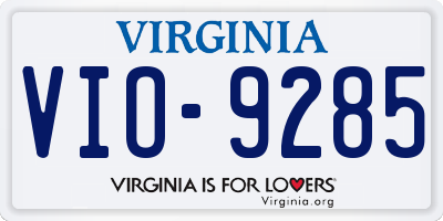 VA license plate VIO9285