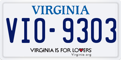 VA license plate VIO9303