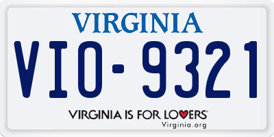 VA license plate VIO9321