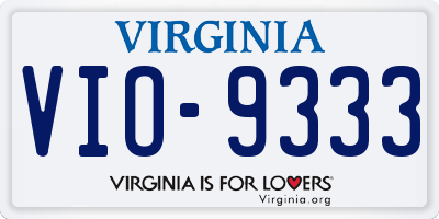 VA license plate VIO9333