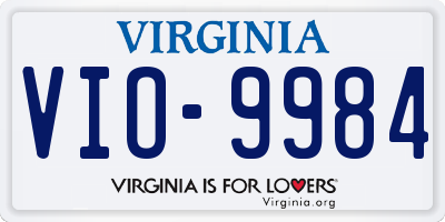 VA license plate VIO9984