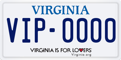VA license plate VIP0000