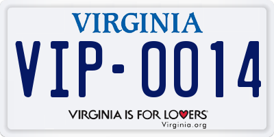 VA license plate VIP0014