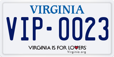 VA license plate VIP0023