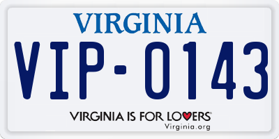 VA license plate VIP0143
