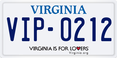 VA license plate VIP0212