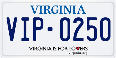 VA license plate VIP0250