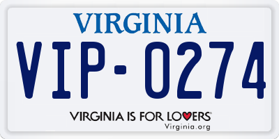 VA license plate VIP0274