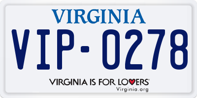 VA license plate VIP0278