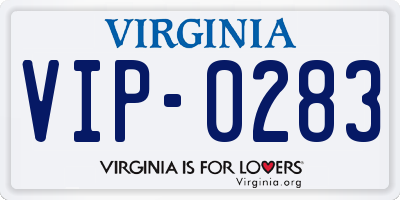 VA license plate VIP0283