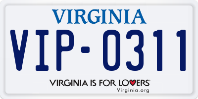 VA license plate VIP0311