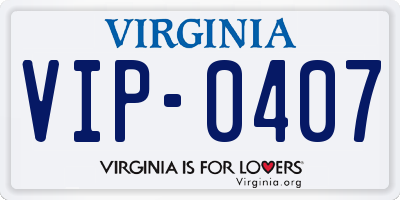 VA license plate VIP0407