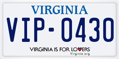 VA license plate VIP0430