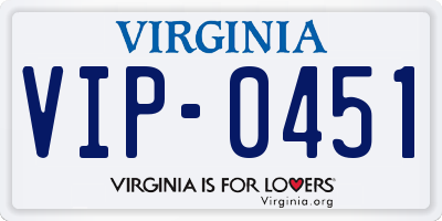 VA license plate VIP0451