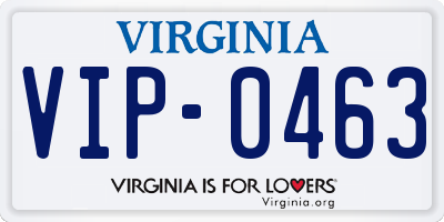 VA license plate VIP0463
