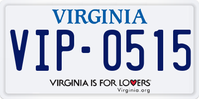 VA license plate VIP0515