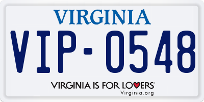 VA license plate VIP0548