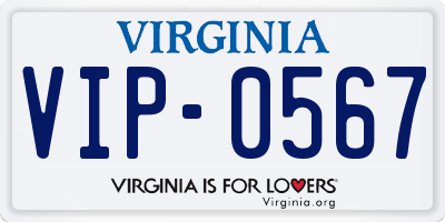 VA license plate VIP0567